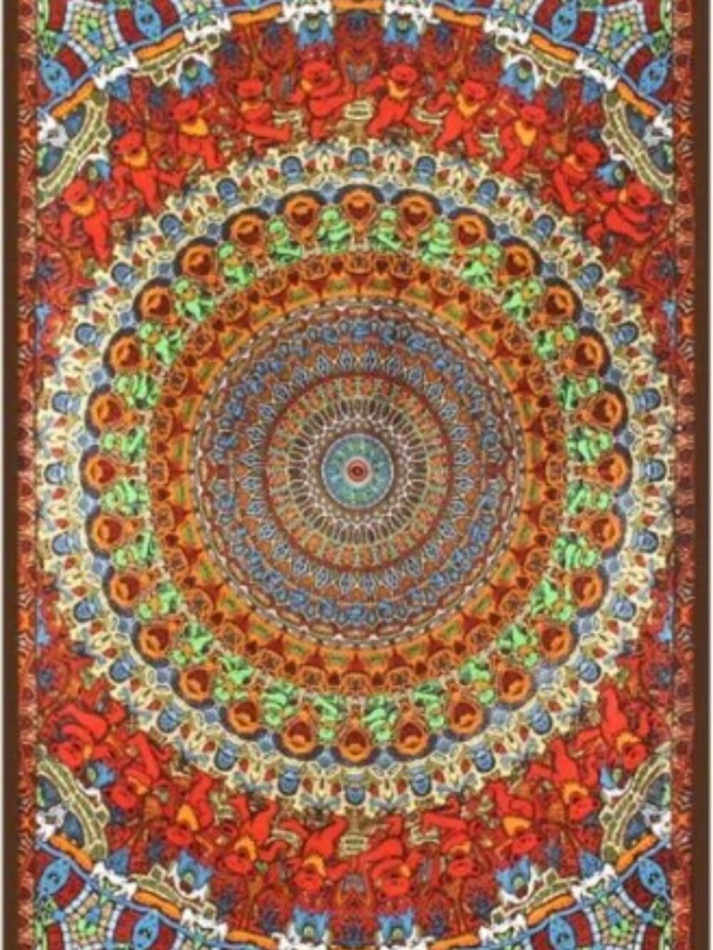 Grateful Dead 3D Bear Vibrations Tapestry ~60" x 90" ~w/Corner Loops ~Brand New!